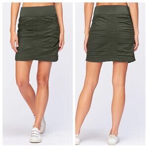 Wearables by XCVI Trace Ruched Mini Skirt in Dark Green - Size XL Petite